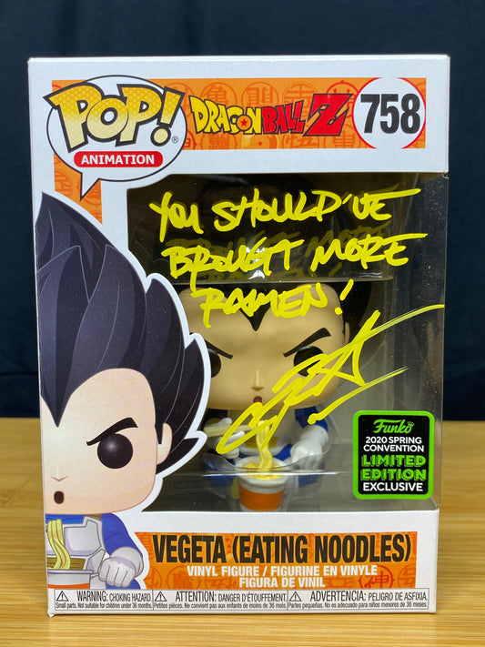 Vegeta (Eating Noodles) 758 Signed & Quoted Funko Pop